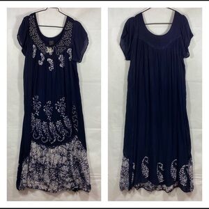 Navy Tye Dye Detail Oversized Mumu